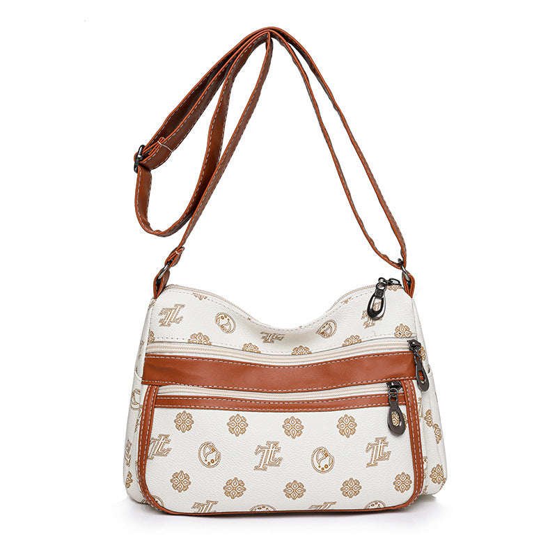 Retro Printed Multi-Zip Small Square Messenger