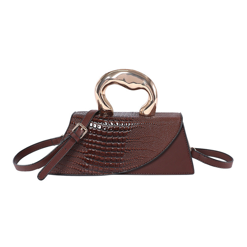 Crocodile Pattern Patent Leather Crossbody Bag