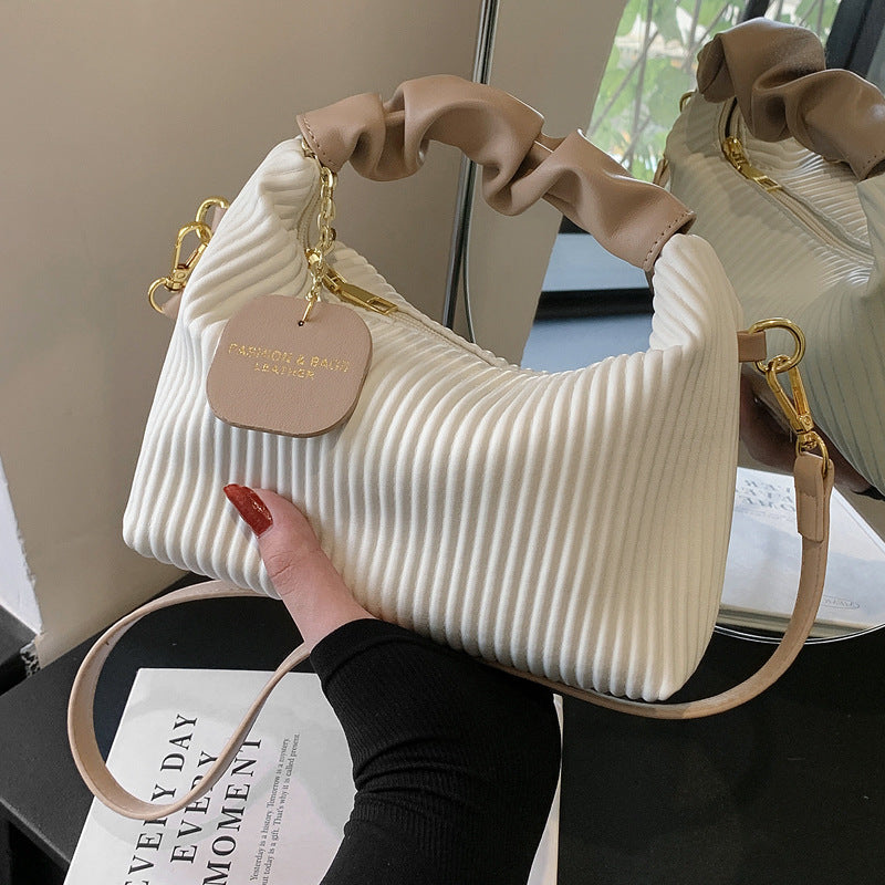 Retro Pleated Small Square Shoulder Crossbody Bag