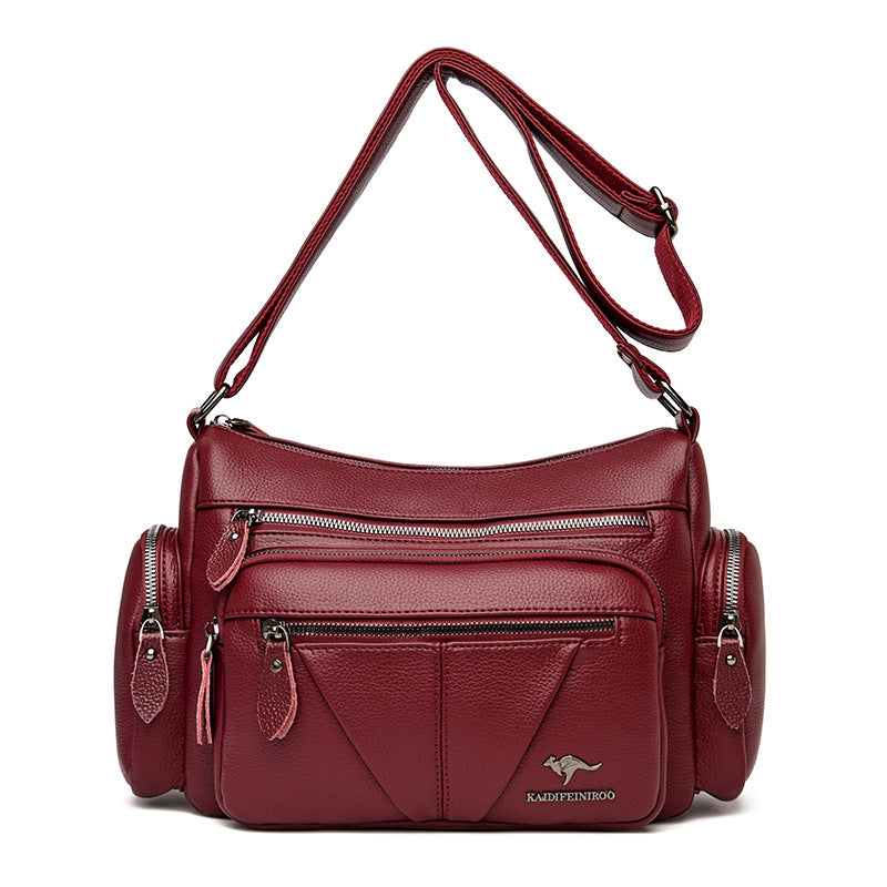 Multi-Compartment PU Leather Large Capacity Shoulder Bag