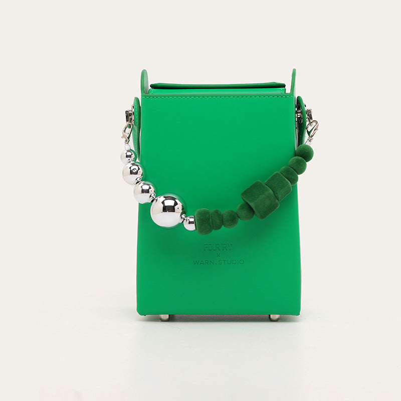 Mini Chain Shoulder Bag with Beaded Detail