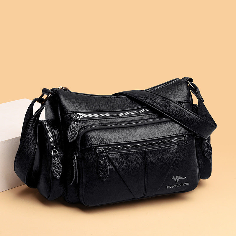 Multi-Compartment PU Leather Large Capacity Shoulder Bag