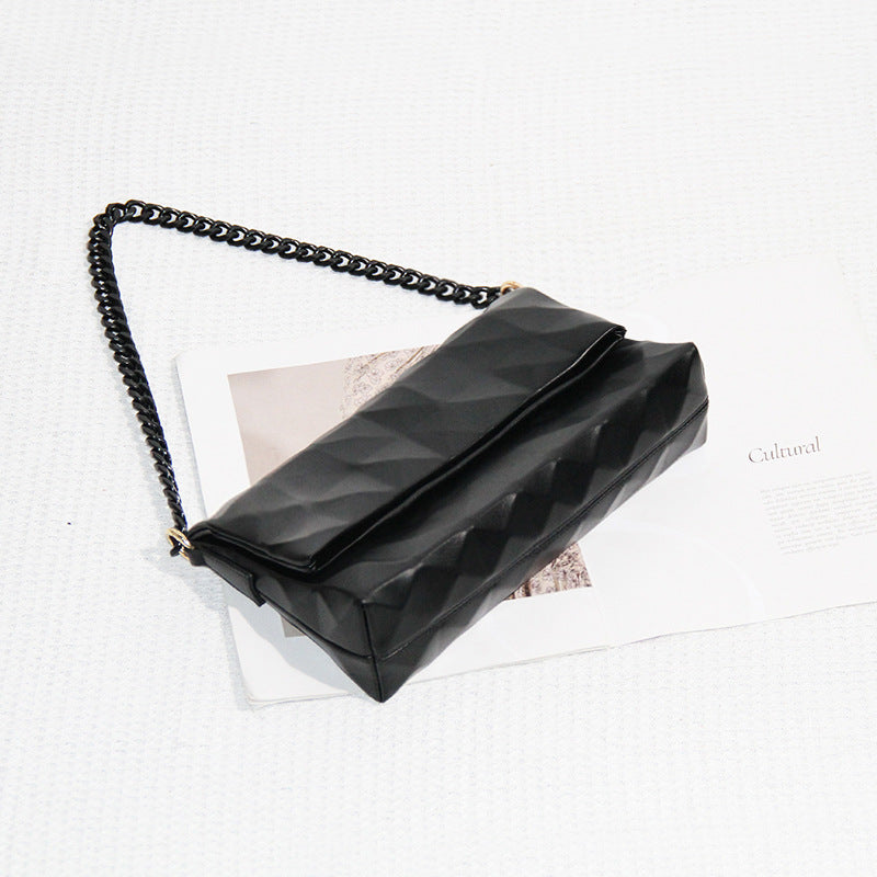 French Geometric Underarm Diamond Chain Crossbody Bag