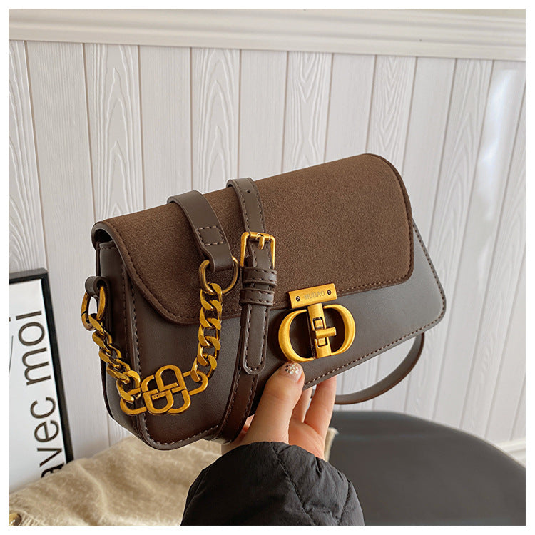Frosted Velvet Chain Retro Armpit Shoulder Bag