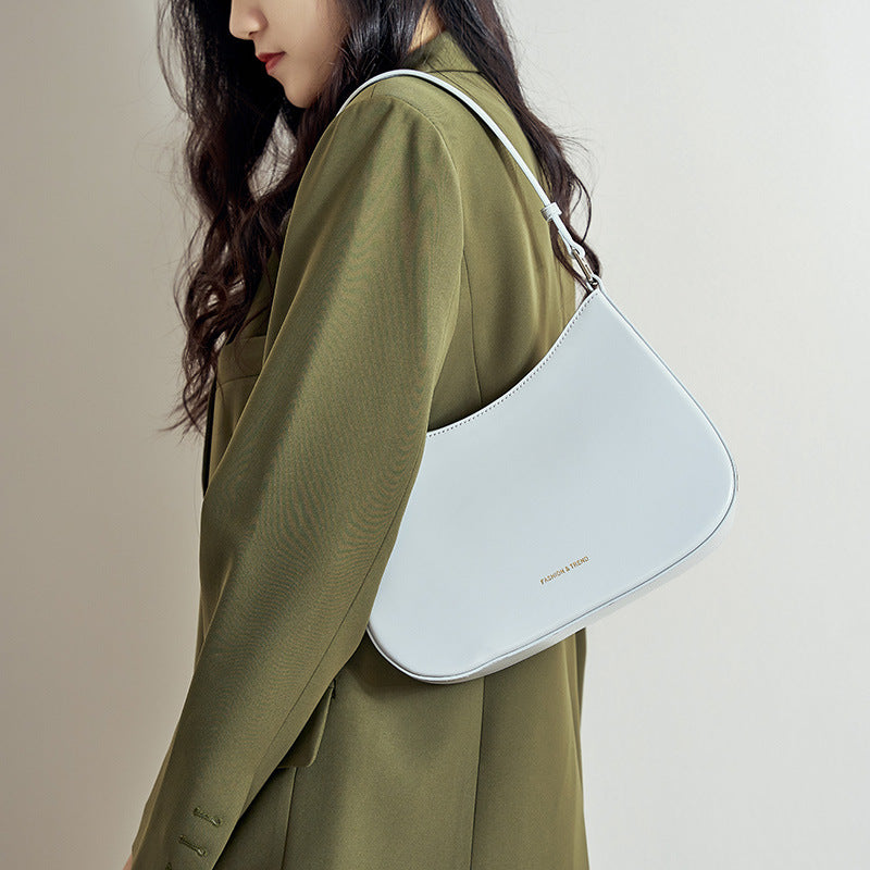Faux Leather Baguette Shoulder Tote Bag