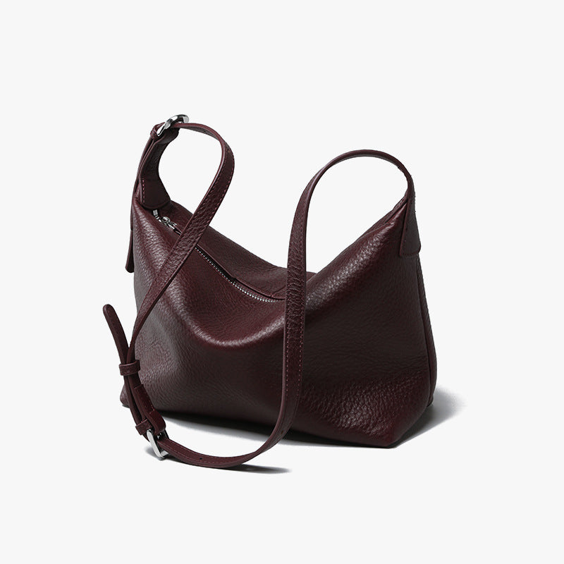 Large Genuine Leather Hobo Dumpling Shoulder Bag