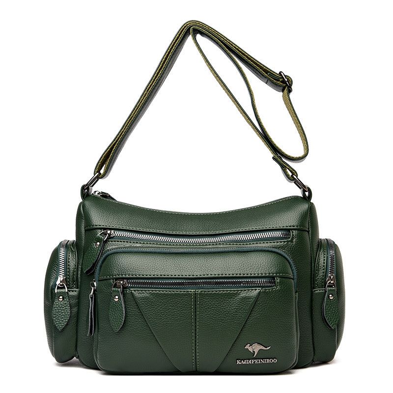 Multi-Compartment PU Leather Large Capacity Shoulder Bag