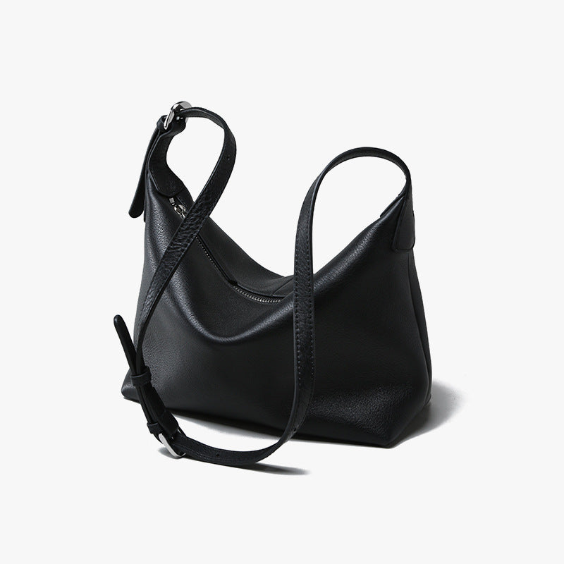 Large Genuine Leather Hobo Dumpling Shoulder Bag