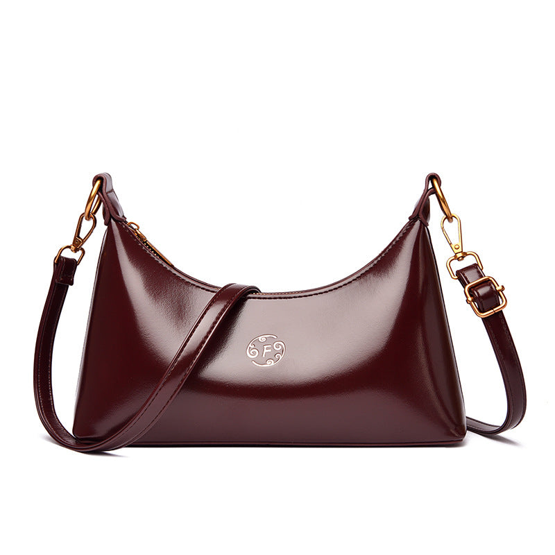 Celeste Patent Crescent Shoulder Bag