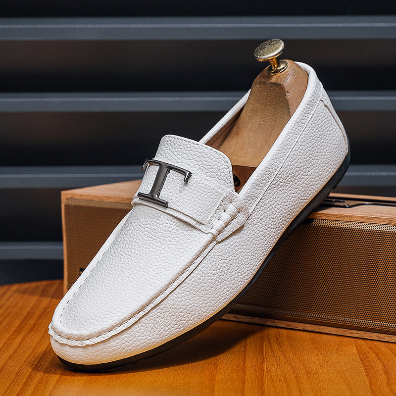 Men's Textured Pebbled Grain Leather Loafers