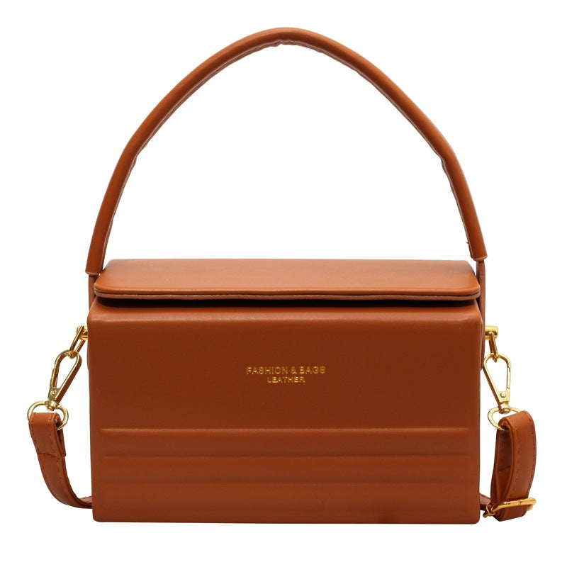 Striped Letter Textured Hard Shell Crossbody Bag