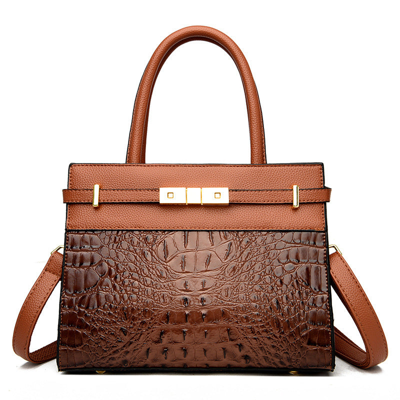 Simple Fashionable Crocodile Pattern Women's Handbag