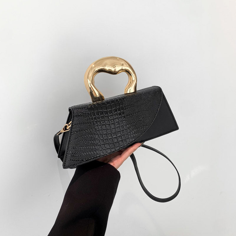 Crocodile Pattern Patent Leather Crossbody Bag
