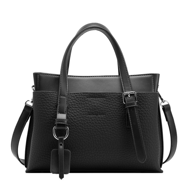 Lychee Pattern Faux Leather Retro Work Shoulder Bag