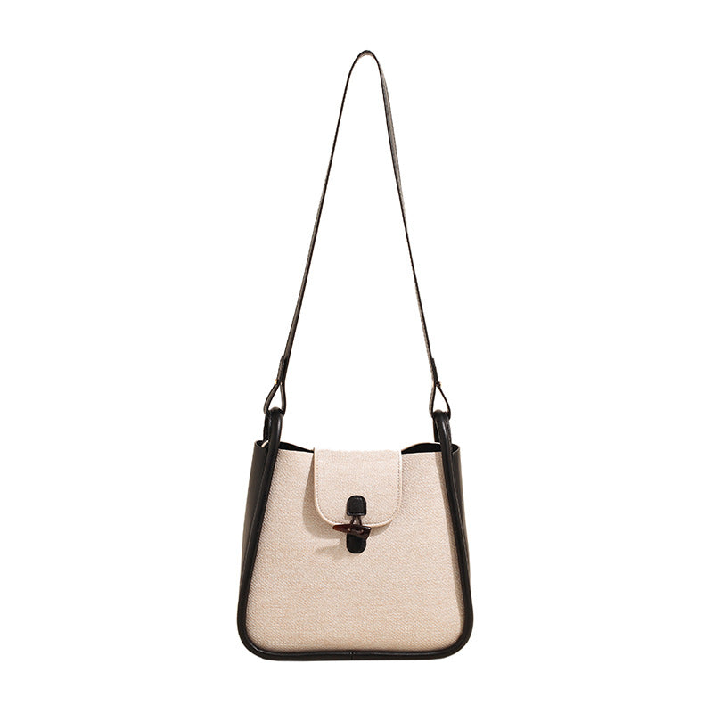 French Contrast Stitch Bucket Shoulder Messenger Bag
