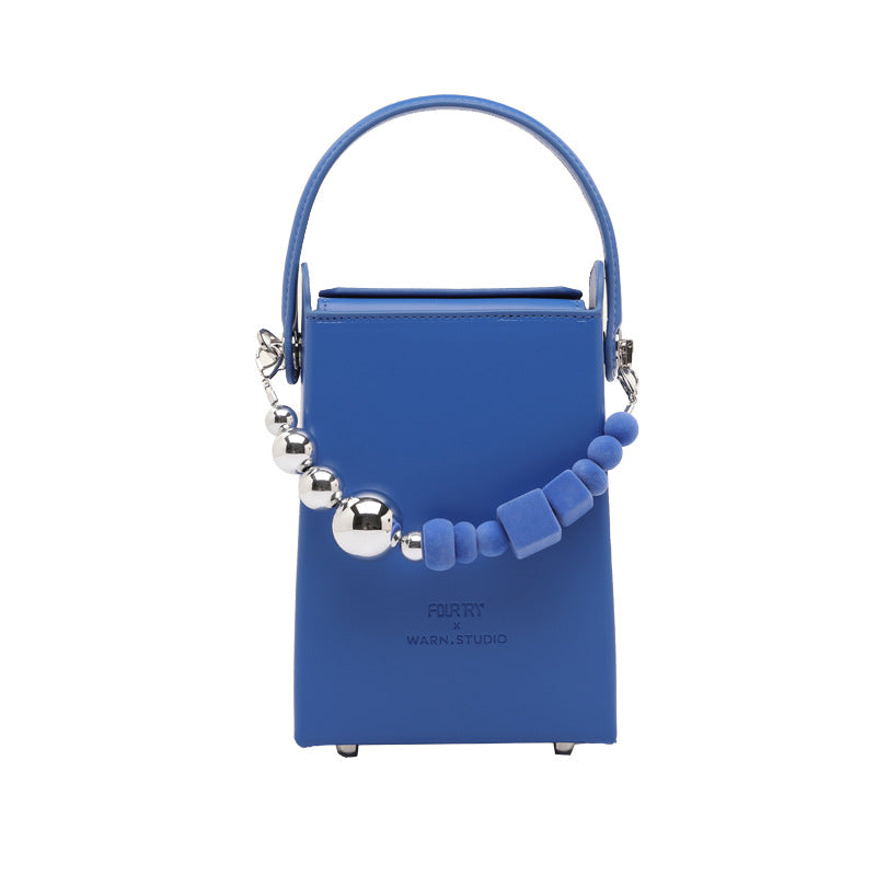 Mini Chain Shoulder Bag with Beaded Detail
