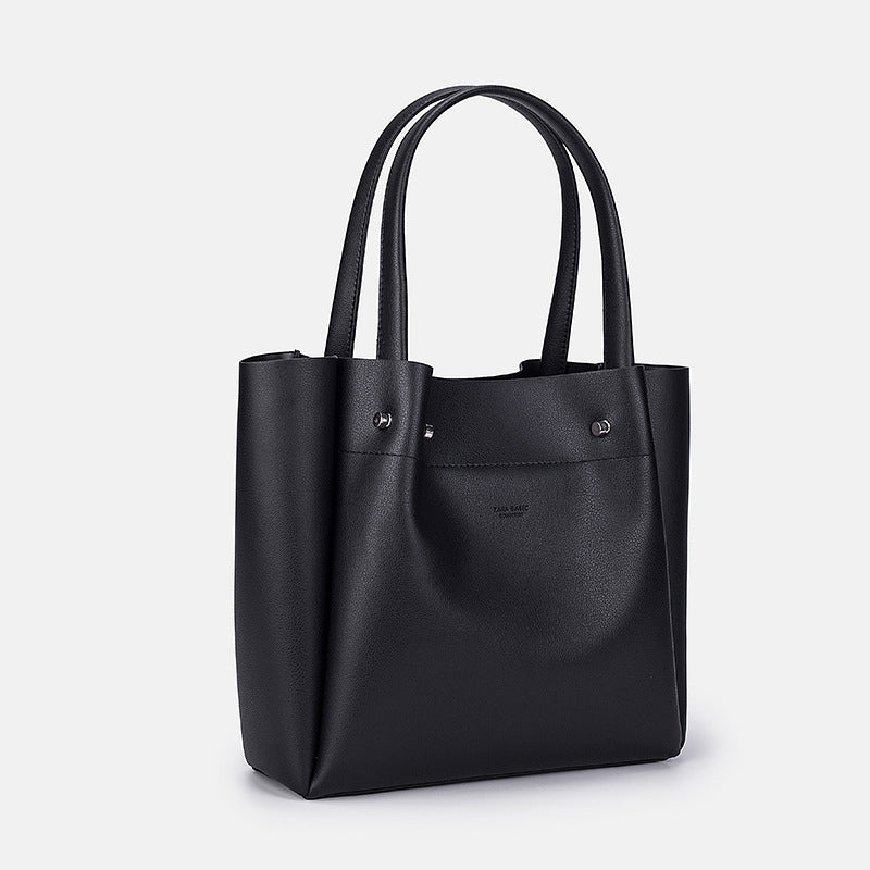 Portable Large Capacity PU Leather Commuter Tote Bag