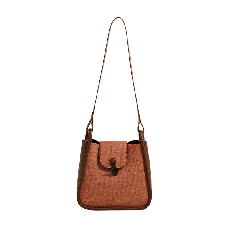 French Contrast Stitch Bucket Shoulder Messenger Bag