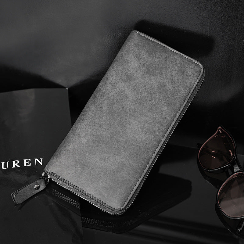 Men's Long Zipper Faux Leather Multifunctional Wallet