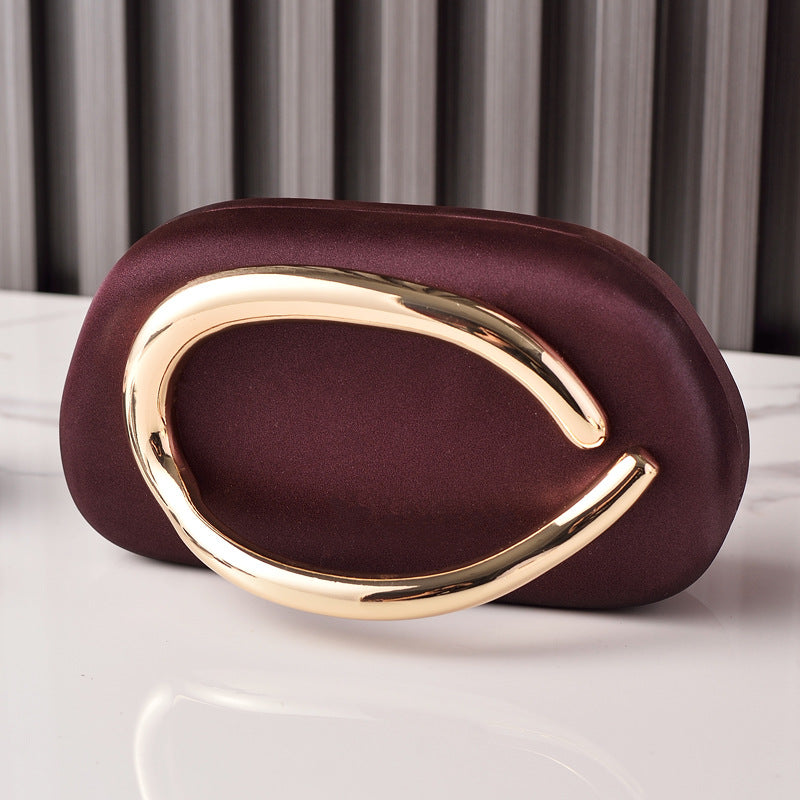Elegant Satin Evening Clutch with Gold Arch Handle