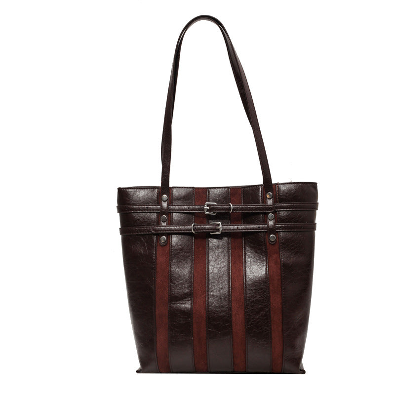 Textured Stitching Retro Fashion Large Shoulder Tote