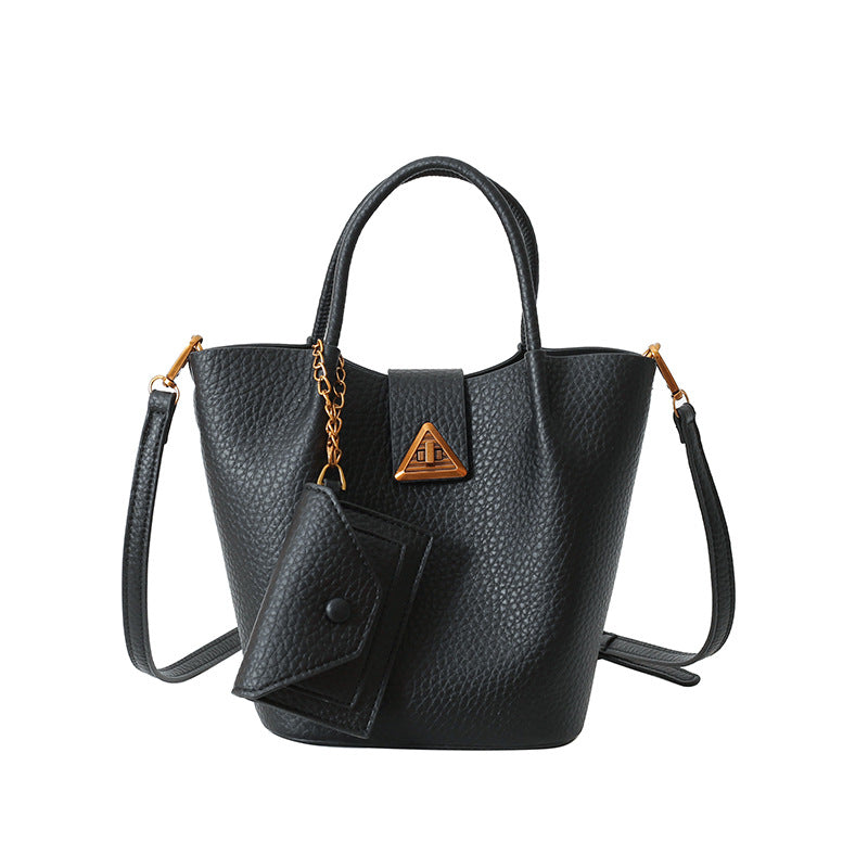 Retro Textured Bucket Messenger Handbag