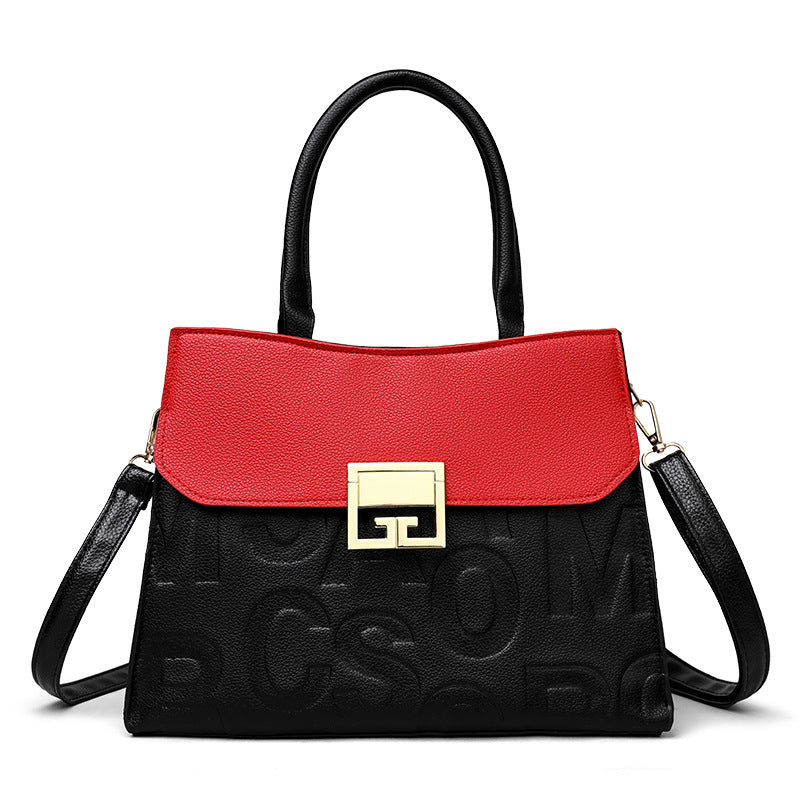 Contrast Stitch Soft Leather Large Shoulder Tote