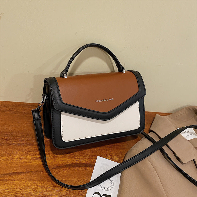 Retro Multi-Pocket Contrast Crossbody Bag