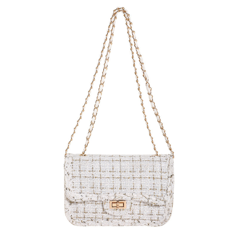 Elegant Tweed Chain Shoulder Bag