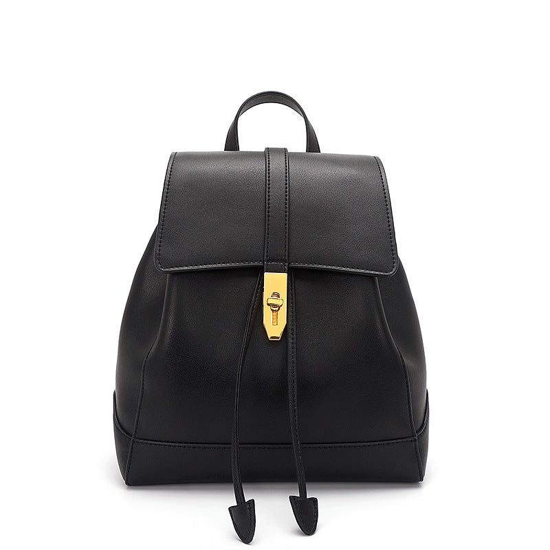 Fashionable Double Strap Cowhide School Backpack