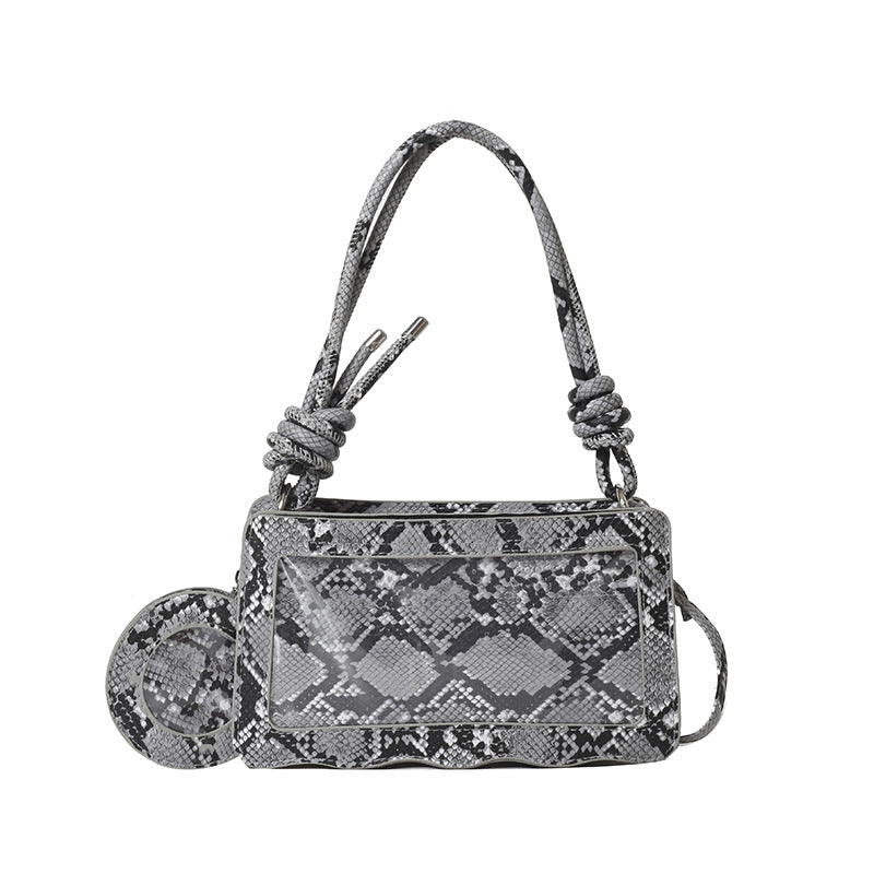 Serpent Embossed Shoulder Bag