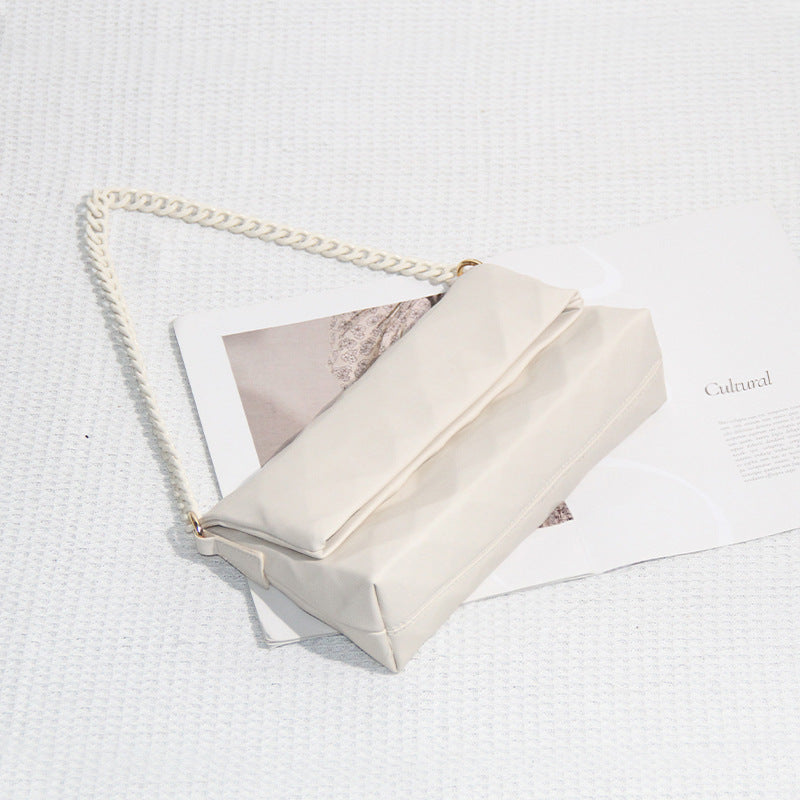French Geometric Underarm Diamond Chain Crossbody Bag