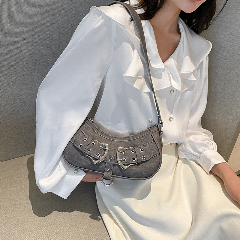 Textured Denim Mini Underarm Bag