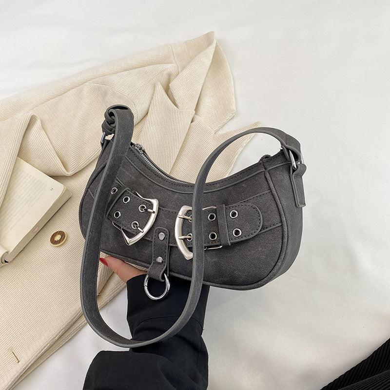 Textured Denim Mini Underarm Bag