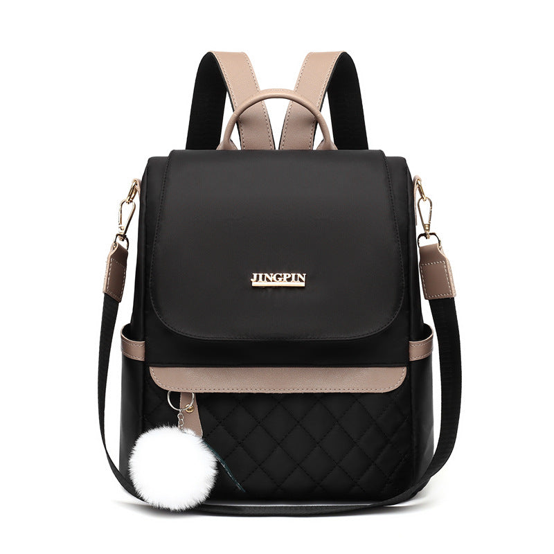 Diamond Pattern Anti-Theft Canvas Travel Backpack