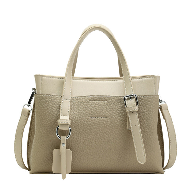 Lychee Pattern Faux Leather Retro Work Shoulder Bag