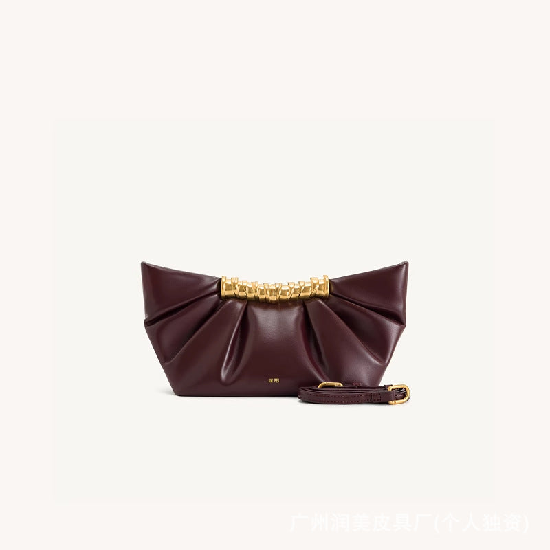 Leia Luxe Metal Pleated Dumpling Handbag