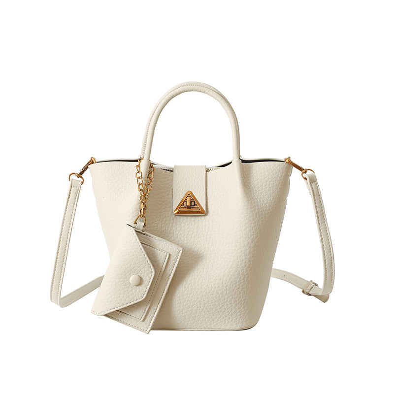 Retro Textured Bucket Messenger Handbag