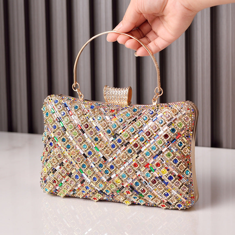 Colorful Diamond-Studded Resin Evening Clutch