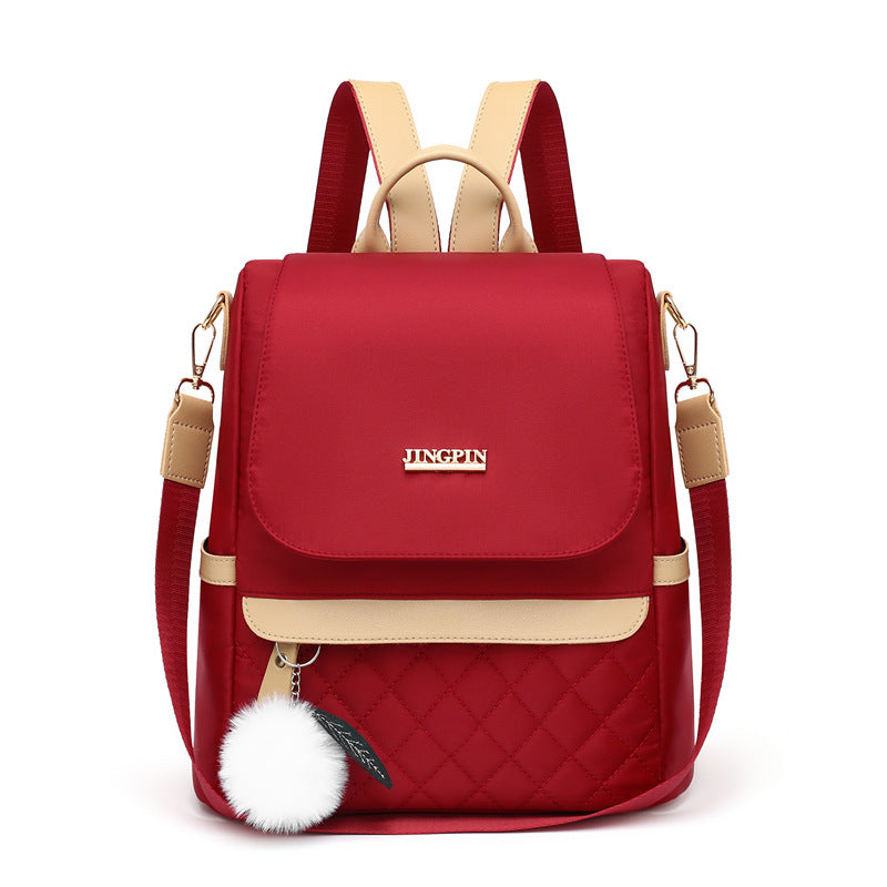Diamond Pattern Anti-Theft Canvas Travel Backpack