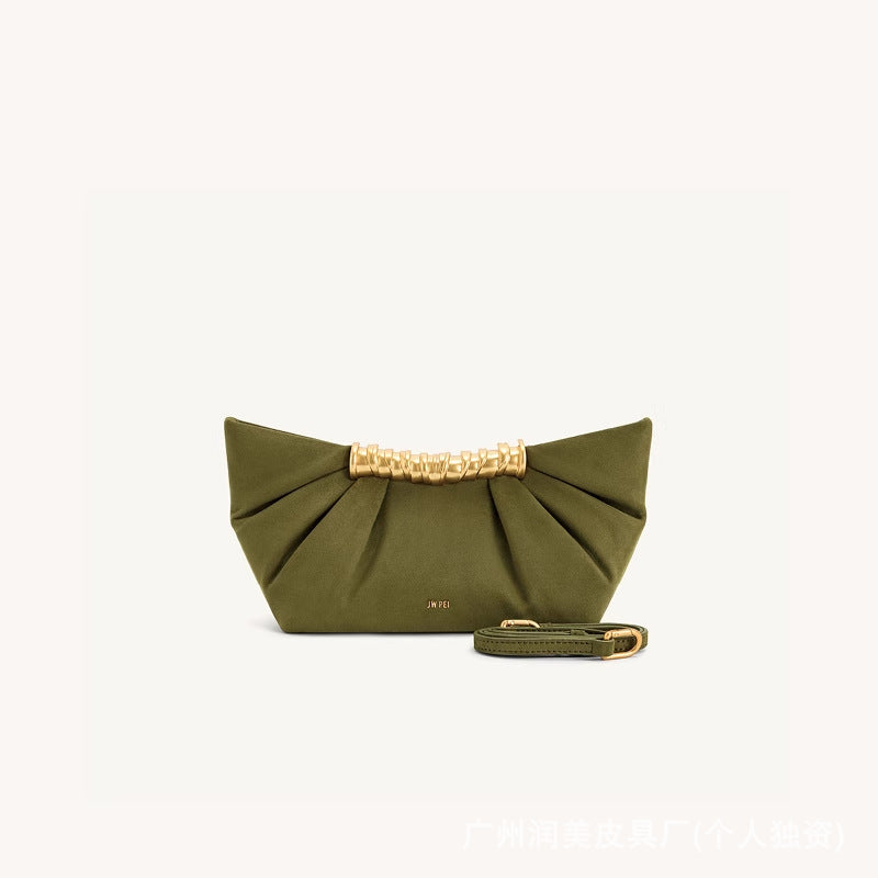 Leia Luxe Metal Pleated Dumpling Handbag
