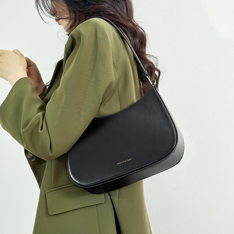 Faux Leather Baguette Shoulder Tote Bag