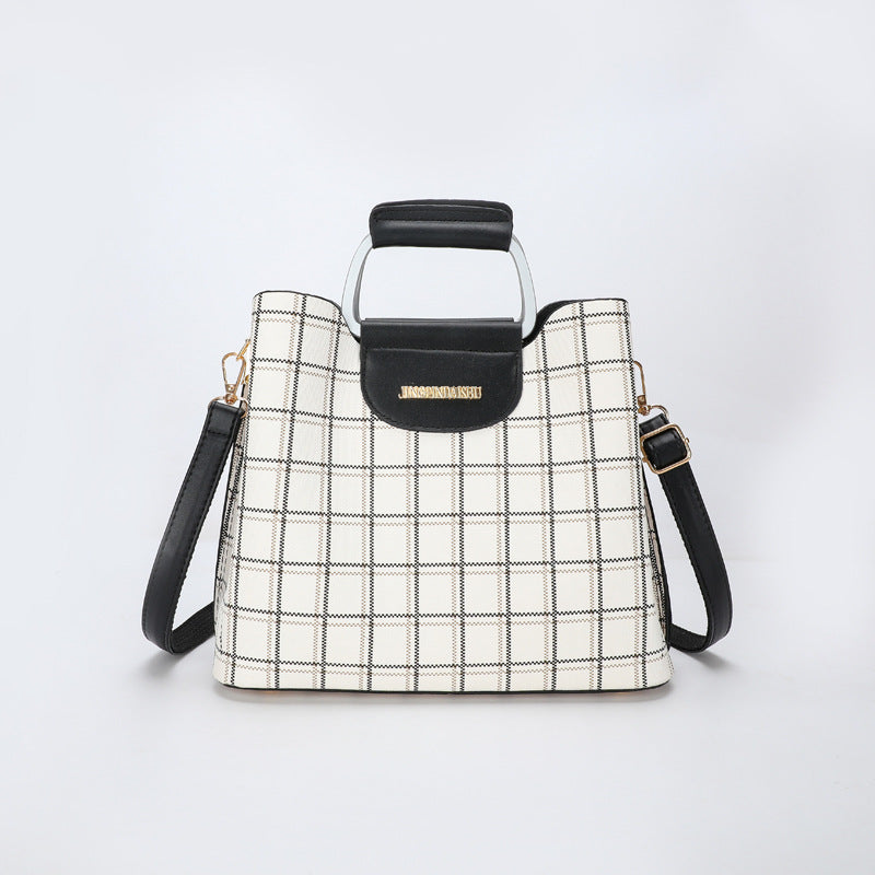 Striped Plaid Multi-Compartment Crossbody Bag