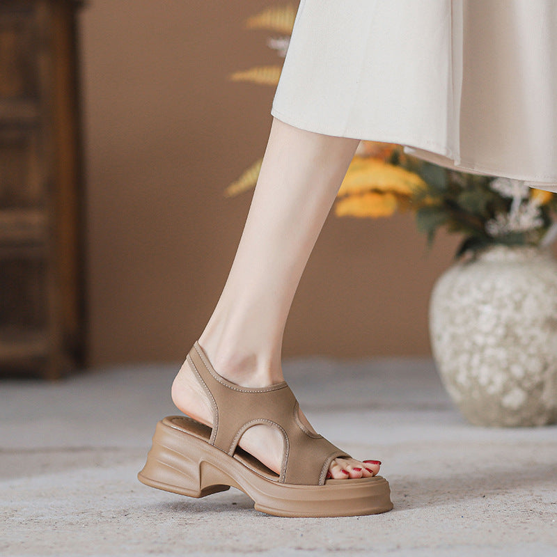 Sporty Architectural Wedge Platform Sandals for Women