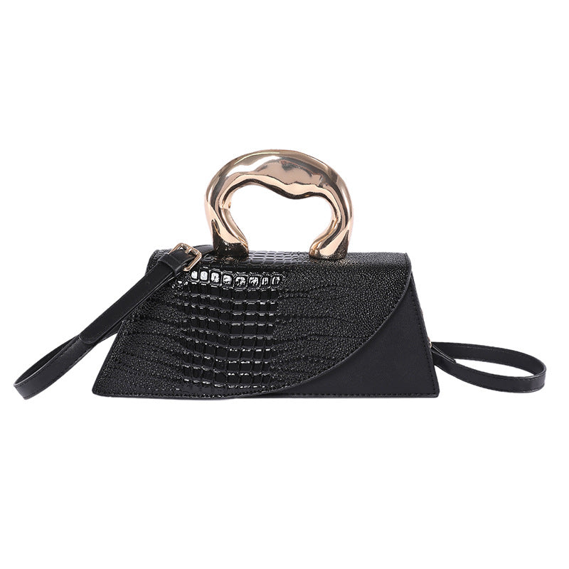 Crocodile Pattern Patent Leather Crossbody Bag