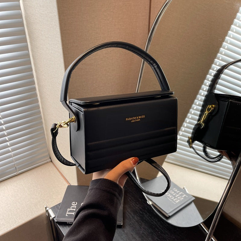 Striped Letter Textured Hard Shell Crossbody Bag