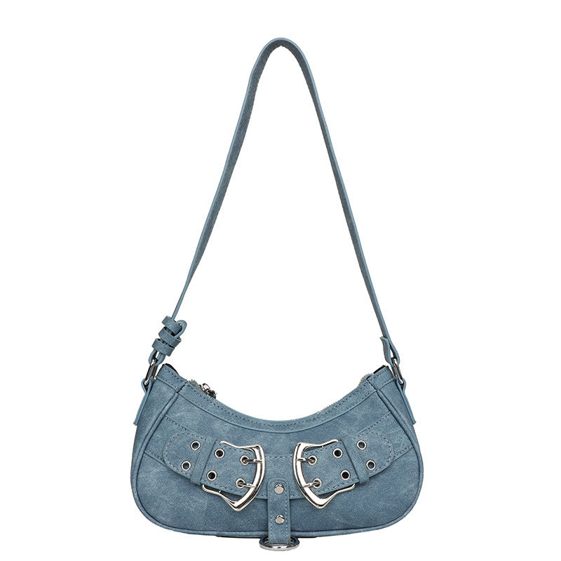 Textured Denim Mini Underarm Bag