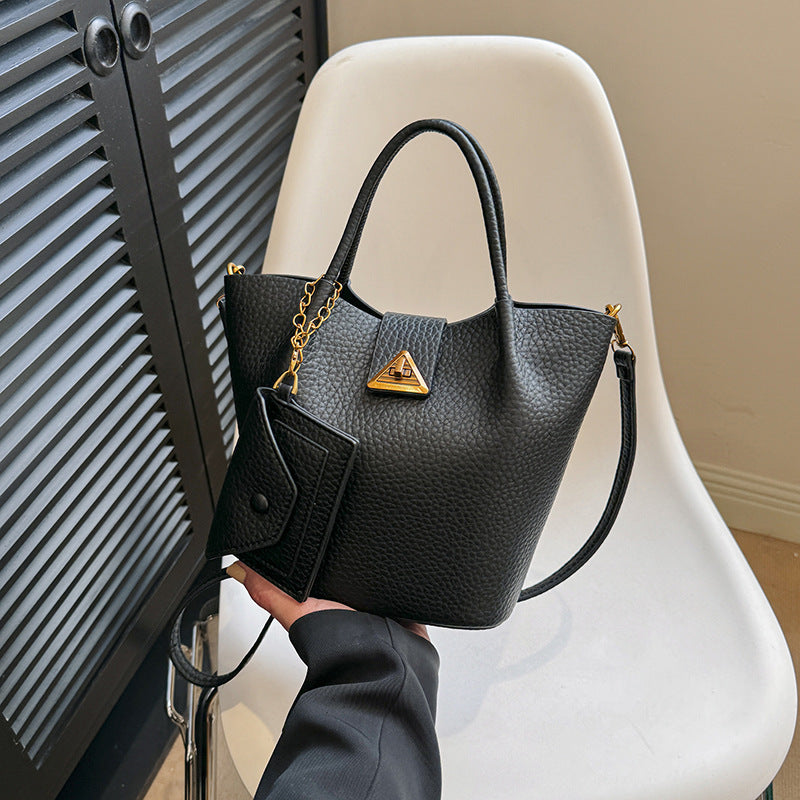 Retro Textured Bucket Messenger Handbag