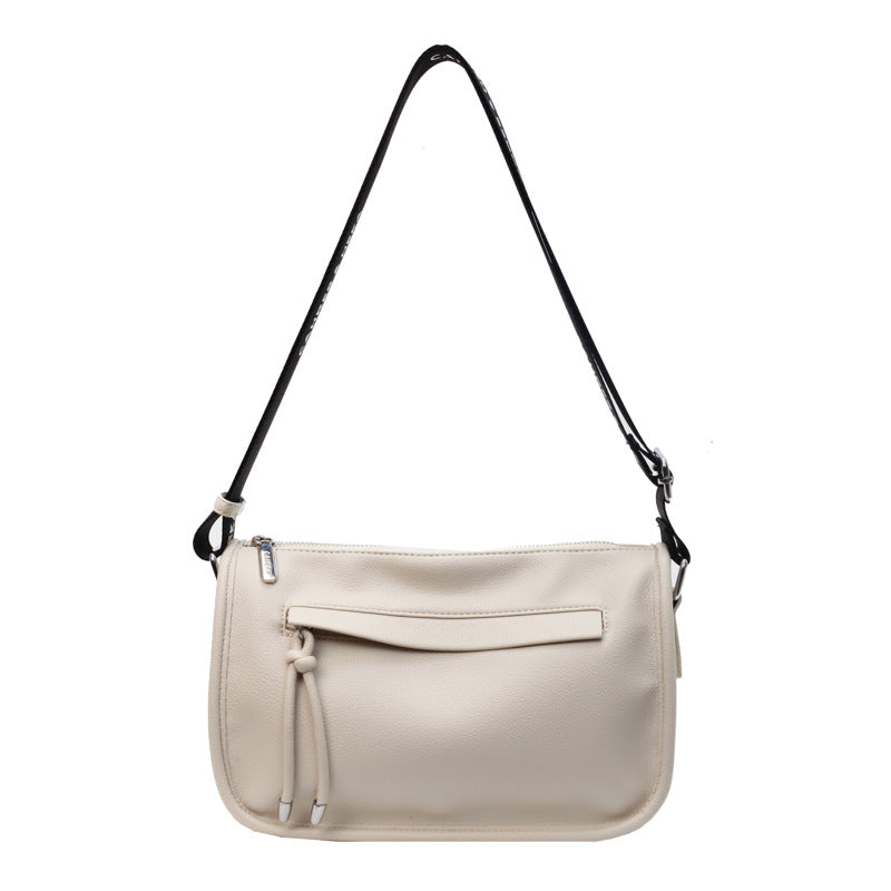 Retro Solid Pillow Bag with Wide Strap