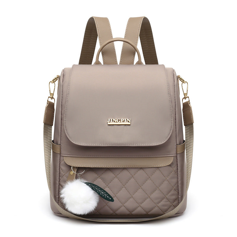 Diamond Pattern Anti-Theft Canvas Travel Backpack